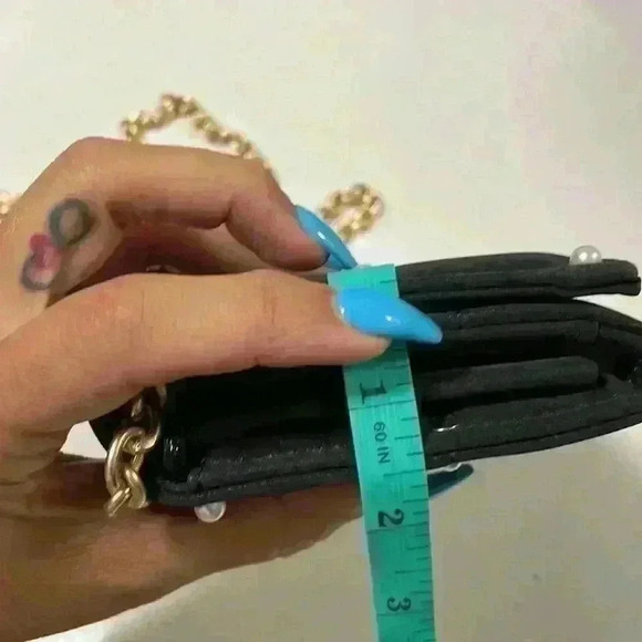 HOUSE of Want Crossbody Wallet with pearls Black and gold - New! - Picture 10 of 10